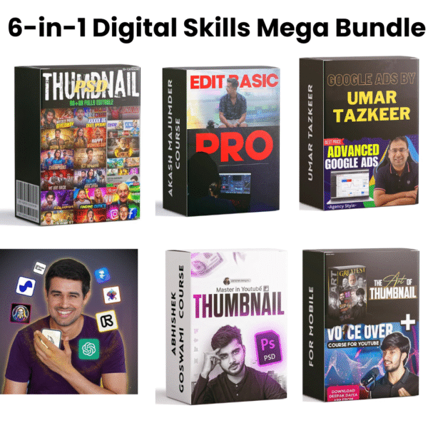 🔥 6-in-1 Digital Skills Mega Bundle – Learn, Create & Earn (Only ₨499)